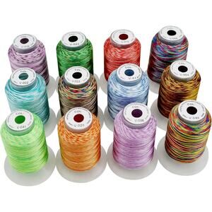New Brothread 12 Variegated Colors Embroidery Thread Kit 500M for Brother Janome